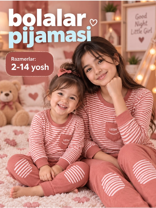 Bolalar pijamasi 2–16 yosh — issiq, yumshoq va qulay