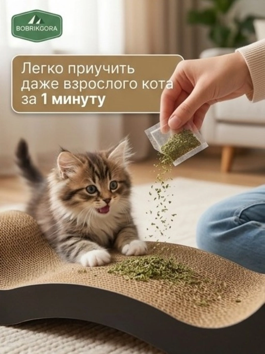 Когтеточка-лежанка для кошек Pet Cheer из гофрокартона с мятой