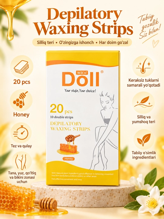 DOLL Depilyatsiya uchun tasma, mum plastinalar, shugaring, 1 dona 6 dona, 10 dona, 20 dona - 