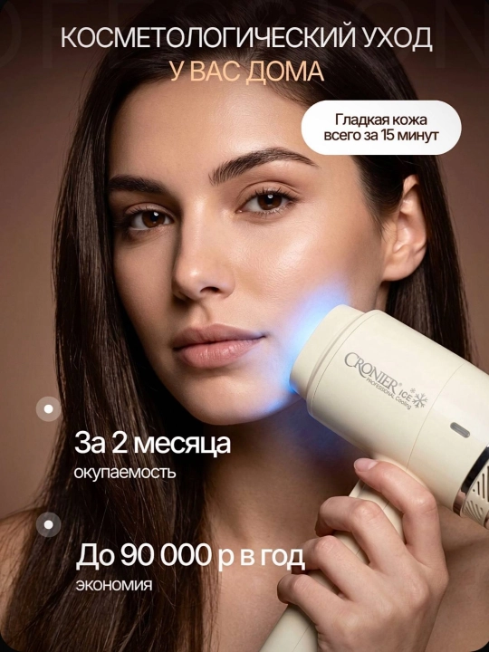 Cronier Фотоэпилятор для лица, зоны бикини и тела, ресурс 999 999 вспышек