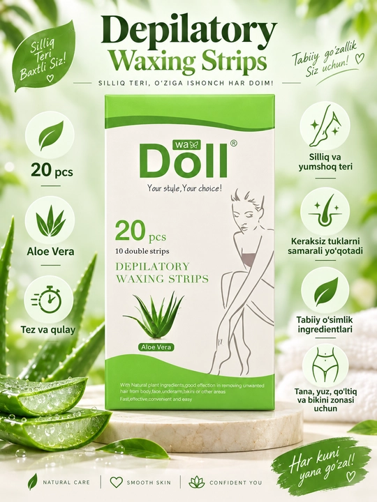 DOLL Depilyatsiya uchun tasma, mum plastinalar, shugaring, 1 dona 6 dona, 10 dona, 20 dona - 