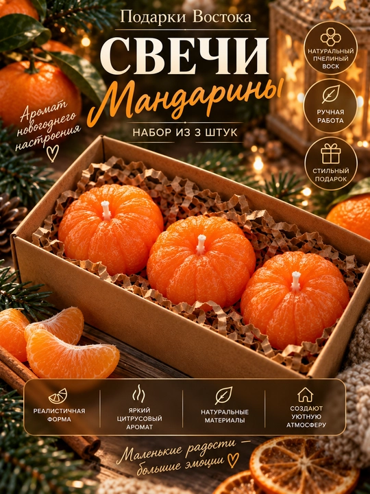 «Mandarinlar» shamlar to‘plami — 3 dona - 