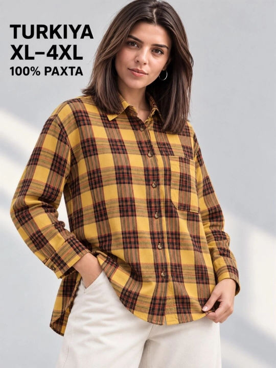 Рубашка женская с длинным рукавом, оверсайз, XL-4XL, Турция - 