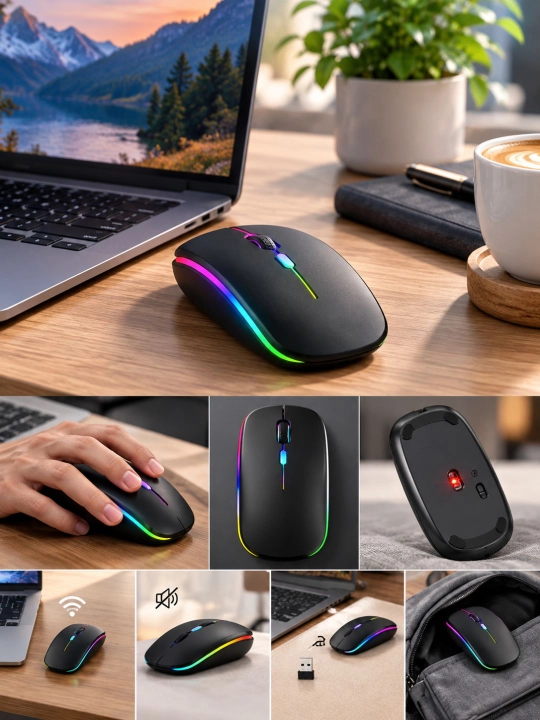 Lenovo W10 RGB simsiz sichqoncha, Bluetooth va 2.4G ulanishli, 3 DPI rejiml