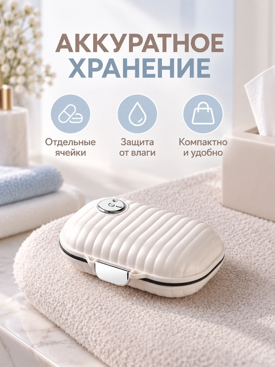 Таблетница на неделю 7 отсеков, органайзер для таблеток и витаминов, мини-кейс