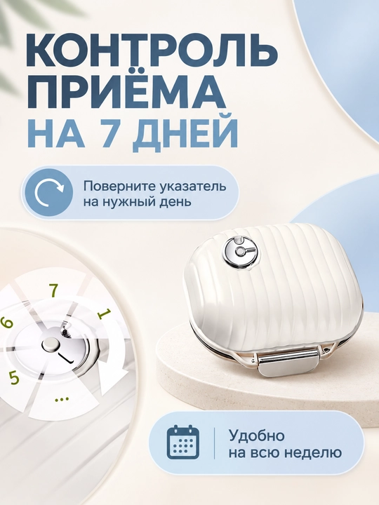 Органайзер для таблеток на неделю, 7 отсеков для лекарств, витаминов и капсул