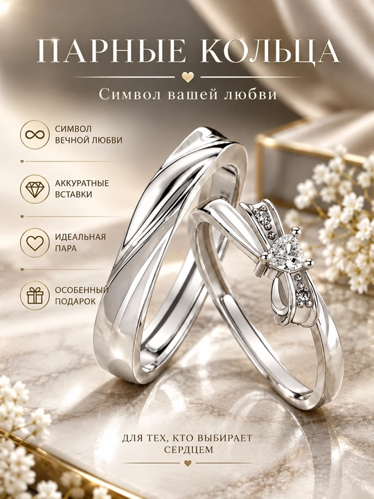 Серебрянного цвета кольцо, регулируемый размер, для мужчин и женщин в подарочной коробочке - 