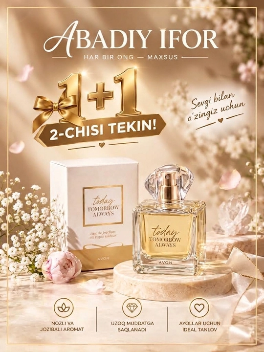 Avon Today Tomorrow Always ayollar atiri, 50 ml — Abadiy joziba va nafosat ifori