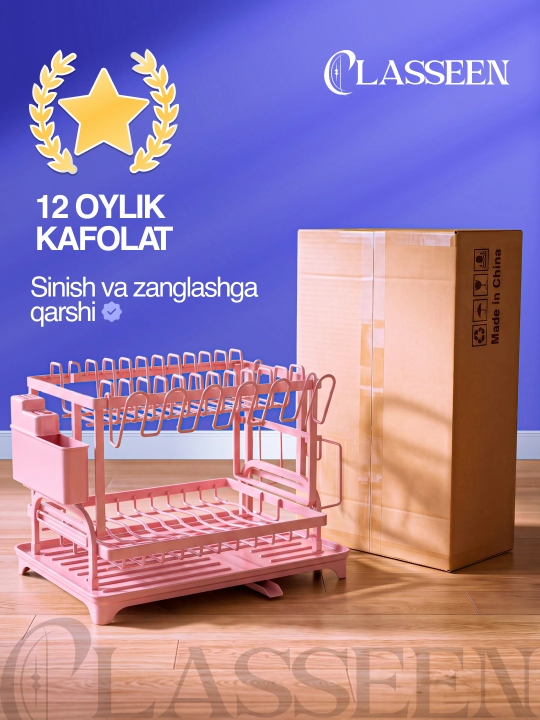 Ikki qavatli idish sushilka, idishlarni quritish uchun oshxona, sushilka idish