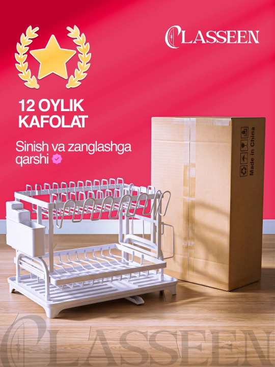 Ikki qavatli idish sushilka, idishlarni quritish uchun oshxona, sushilka idish