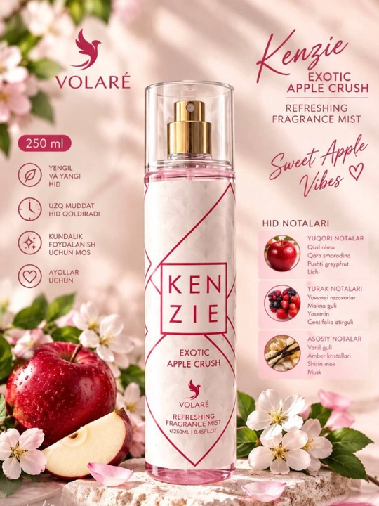 Освежающий парфюмированный спрей Volaré Kenzie Exotic Apple Crush, 250 мл - 