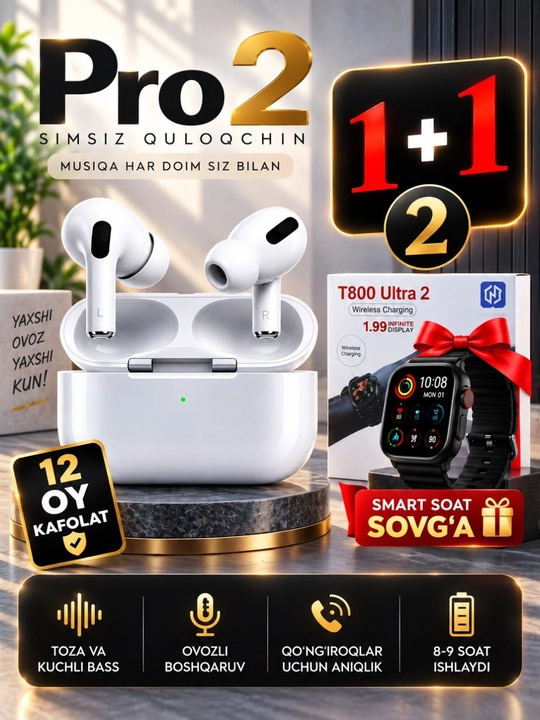 Simsiz quloqchinlar kuchliy ovoz, zamonaviy dizayin,maksimal qulaylik 1*1 aksiya - 