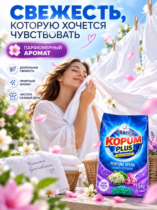 Avtomat kir yuvish kukuni, parfyumeriya aromatli, oq va rangli kiyimlar uchun