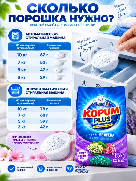 Avtomat kir yuvish kukuni, parfyumeriya aromatli, oq va rangli kiyimlar uchun