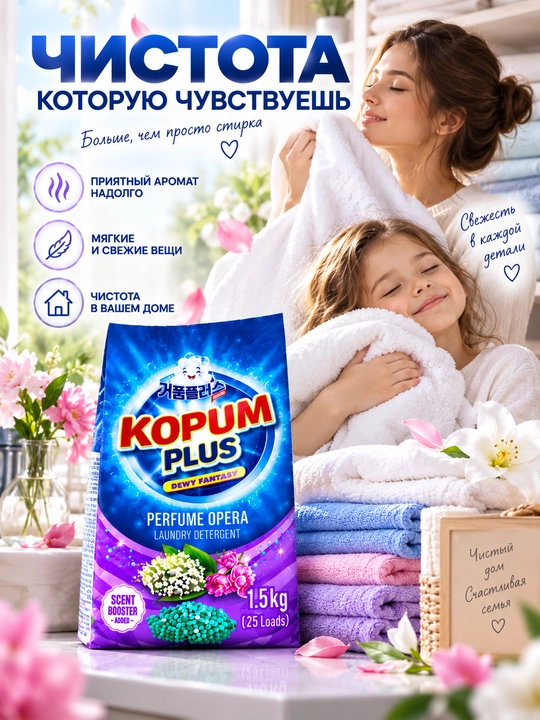 Avtomat kir yuvish kukuni, parfyumeriya aromatli, oq va rangli kiyimlar uchun