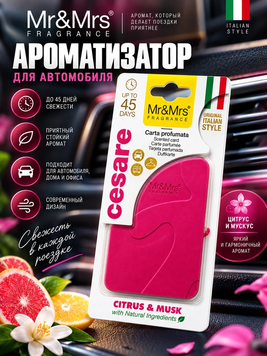 Mr&Mrs Fragrance Cesare Card avtomobil va uy uchun osma aromatizator - 
