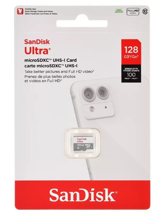 Xotira kartasi Sandisk, 128 GB, 10 klass, video kuzatuv kameralari uchun - 