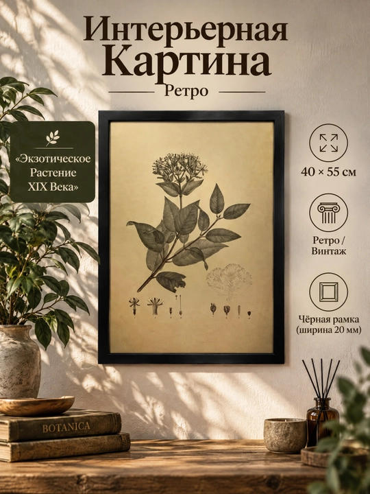 Inteyer Surati, retro formatda, 40x55 «XIX Asr Ekzotik O‘simligi» - 