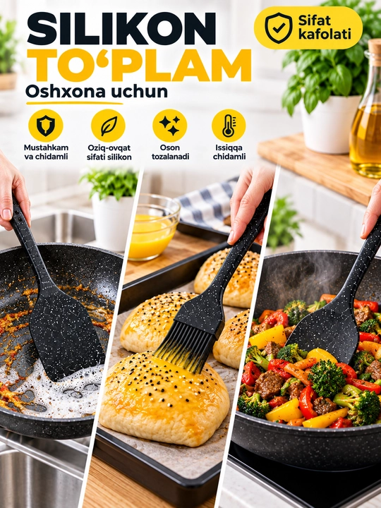 Silikon kurakcha, kapgir, silikon lopata oshxona uchun, silikon to'plam