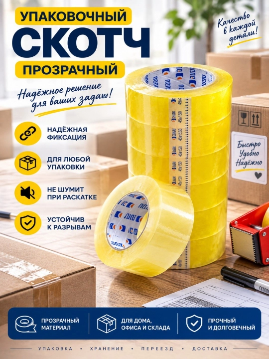 Упаковочная клейкая лента для коробок, посылок и упаковки товаров