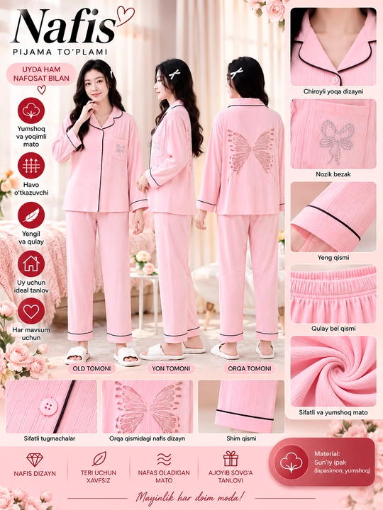 Ayollar uchun nafis pijama to‘plami
