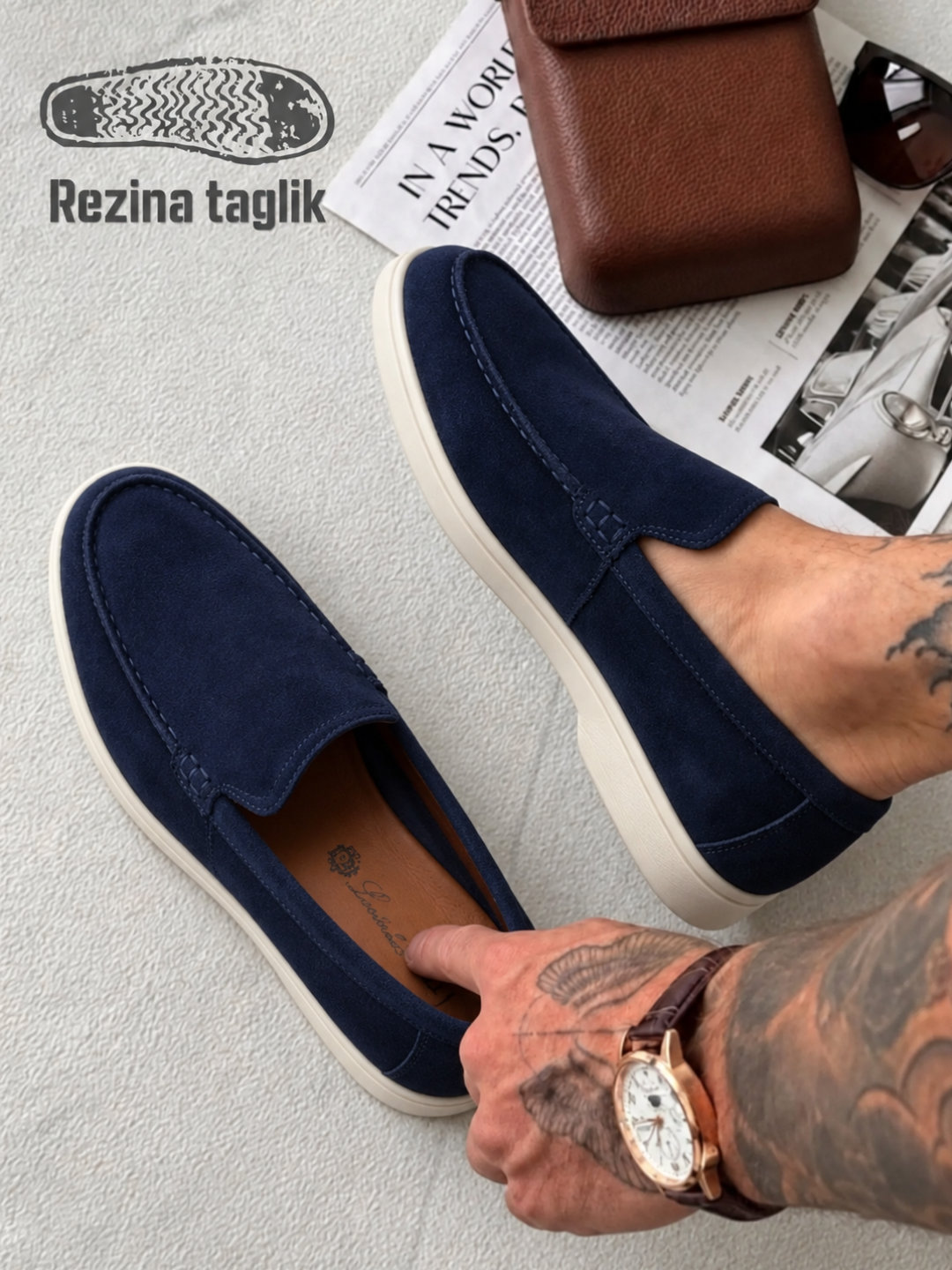 Loro Piana erkaklar uchun yengil klassik oyoq kiyim, 9 xil rang, 40–44 - 