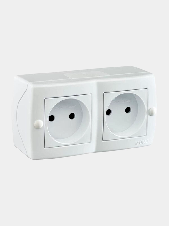 Rozetka ikkitalik himoyalanmagan MONO ELECTRIC Octans oq, kulrang - 