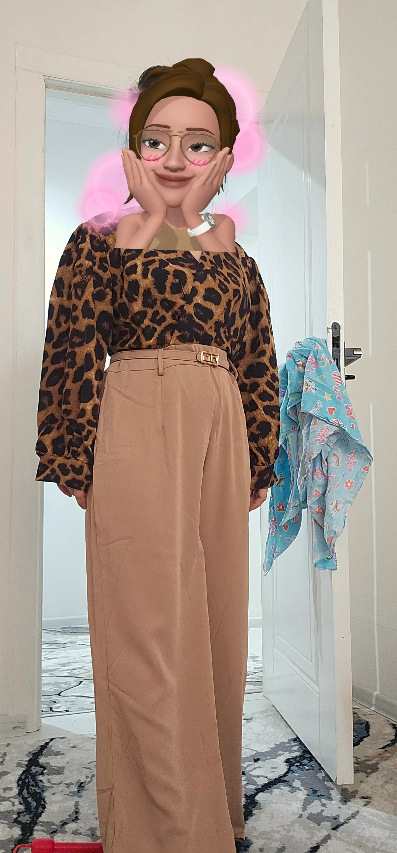 Ayollar kombinezoni, ayollar ikkiligi, klasik kastyum shim, leopard naqshli bluzka, shim