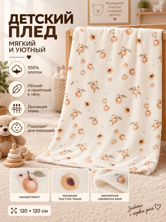 Tiffany Baby bolalar pledи, 120×120 sm, yumshoq va havo o‘tkazuvchi, turli naqshlarda - 