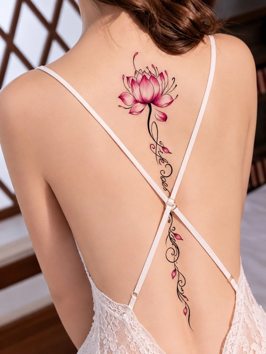 Flower Tattoo - vaqtinchalik tatuirovka, gul dizayni bilan, 12 kungacha saqlanadi - 