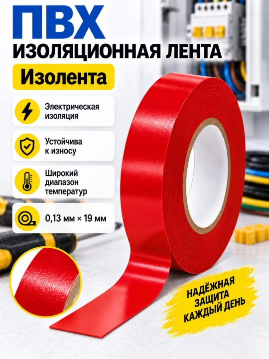 ПВХ изоляционная лента для электромонтажных и бытовых работ - 
