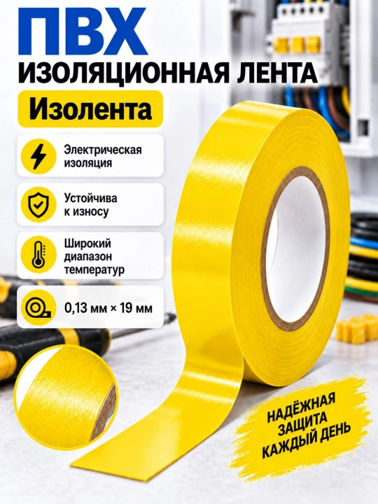 ПВХ изоляционная лента для электромонтажных и бытовых работ - 