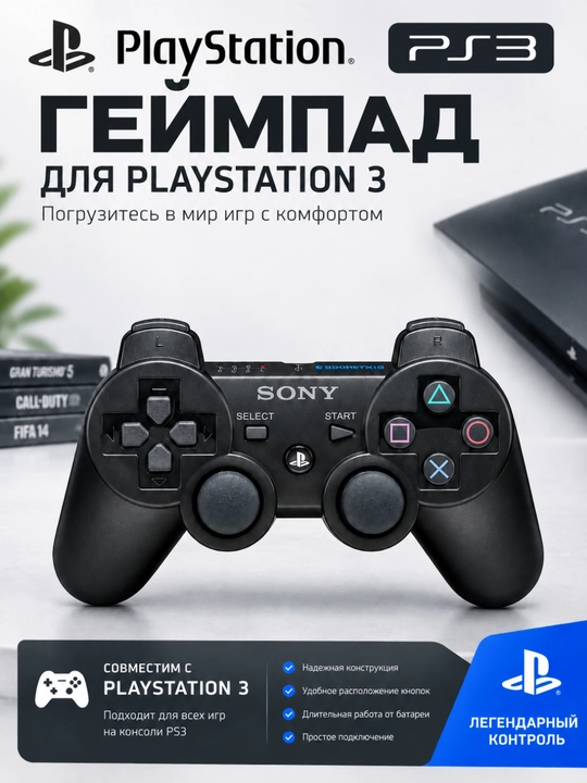 Simsiz joystik DualShock 3 geympad, PlayStation 3 kontrolleri, qo‘sh tebranish - 