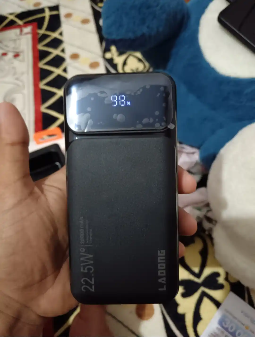 Power Bank 20000mA 22W tezkor quvvat bilan tashqi akkumulyatori +2 kabel bilan