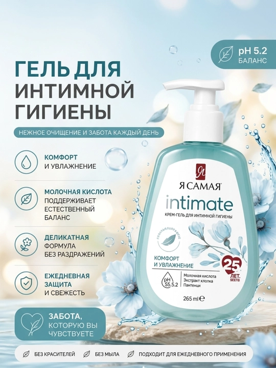 Imtim gigiena uchun krem -gel ,kundalik nozik parvarish,"Ya samaya", 265 ml - 