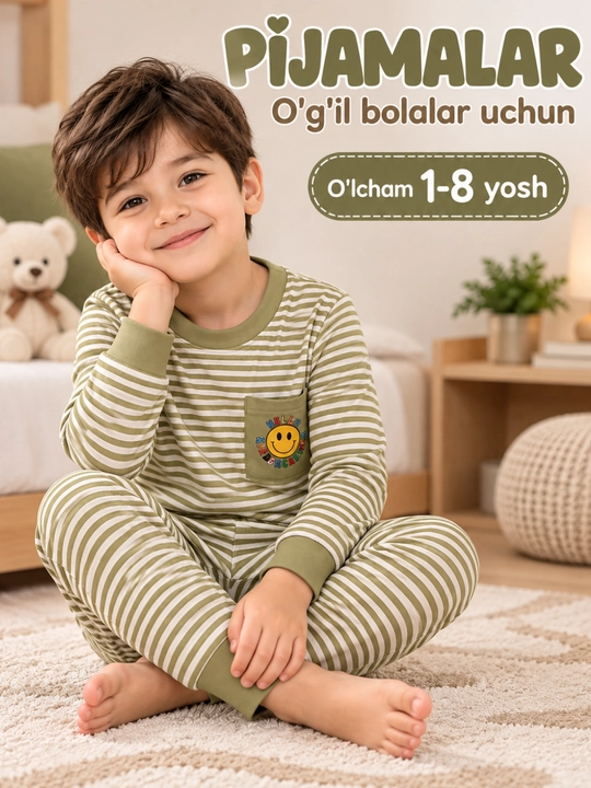 O‘g‘il bolalar uchun pijama — yumshoq va qulay, 1–8 yosh - 