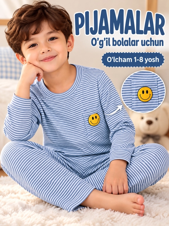O‘g‘il bolalar uchun pijama — yumshoq va qulay, 1–8 yosh - 