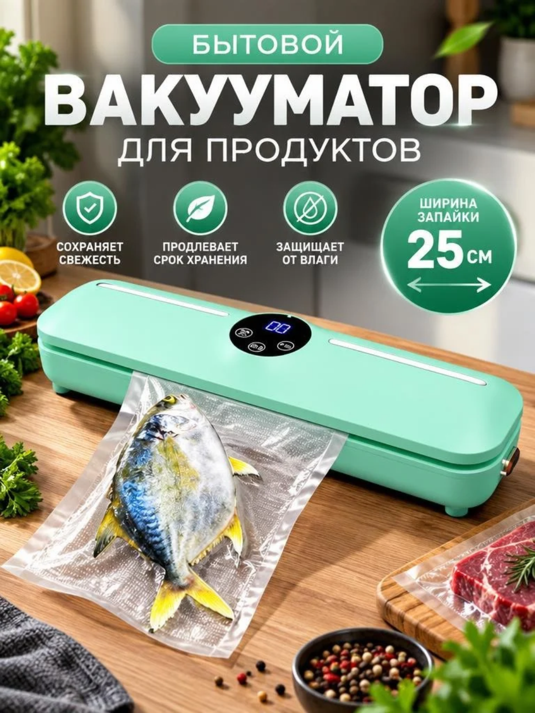 Вакууматор COMIX, вакуумный упаковщик продуктов, сухая и влажная упаковка, запайка 25 см - 