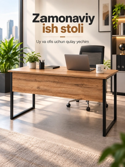 Uy va ofis uchun zamonaviy ish stoli, yozuv va kompyuter stoli 120×60×76 sm