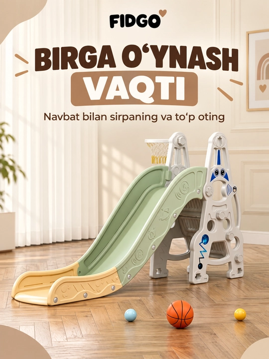 Детская горка и игровой комплекс FIDGO, модели с качелями и спортивный уголок