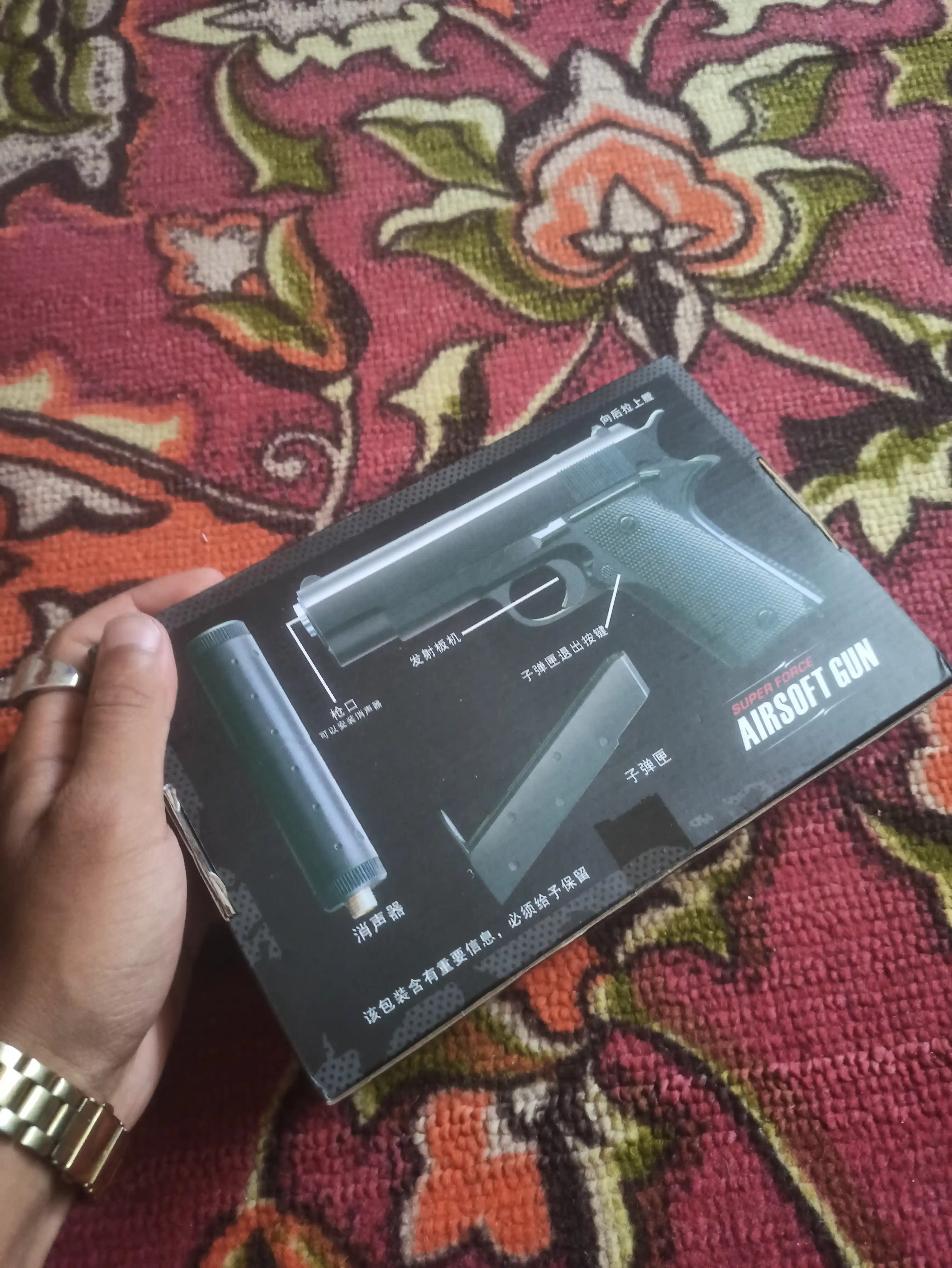 Игрушечный пистолет Airsoft Gun — Металлический корпус, с глушителем и пульками