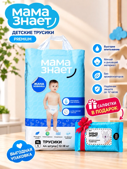 MAMA ZNAYET bolalar uchun trusik-tagliklar, Premium, L (4) / XL (5) / XXL (6) / XXXL (7) - 