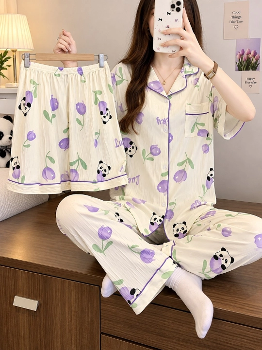 Ayollar pijama to‘plami, yumshoq va nafas oluvchi uy kiyimi - 