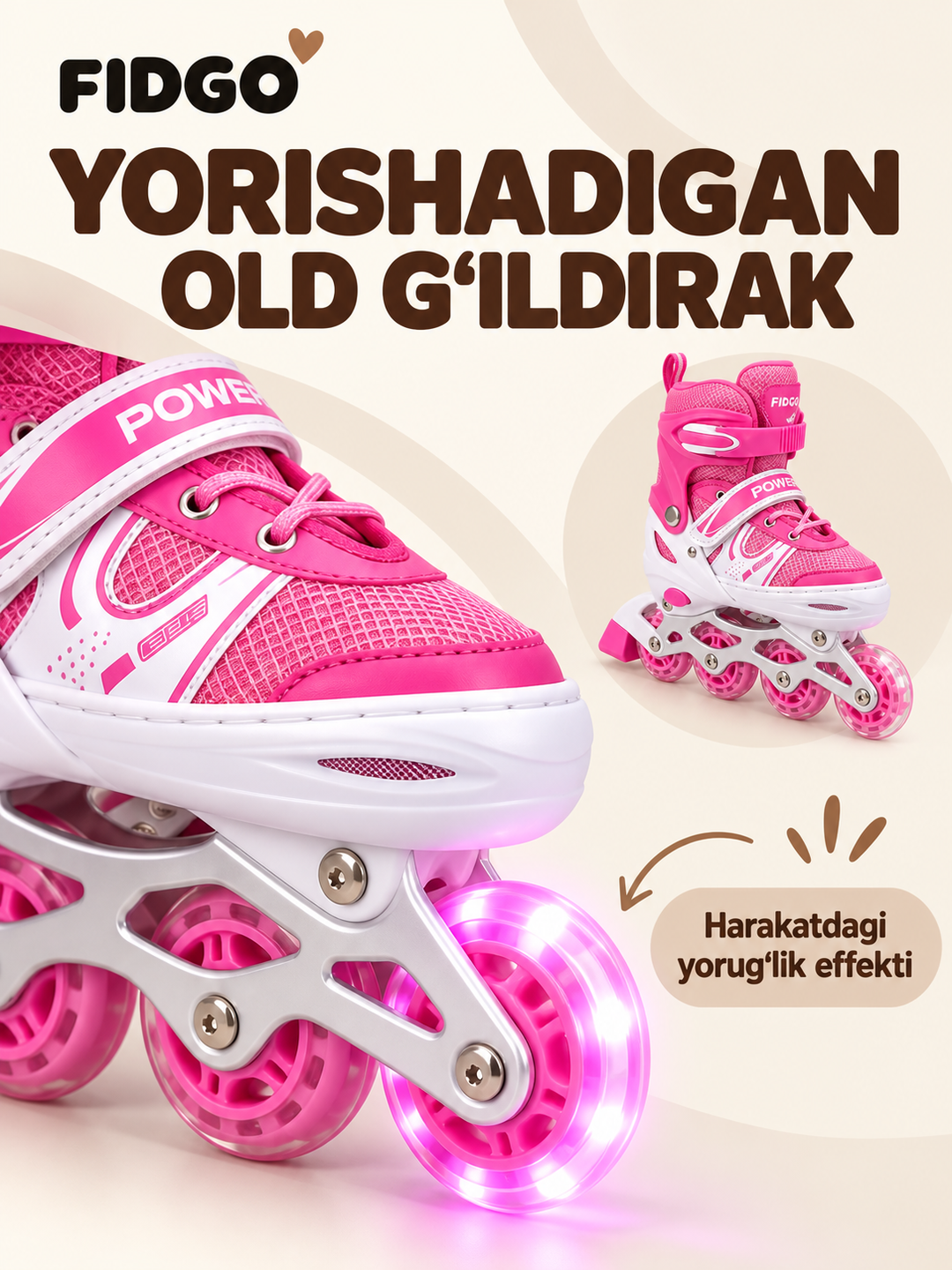 FIDGO rolikli konkilar, sozlanadigan, shlem, himoya va sumka bilan