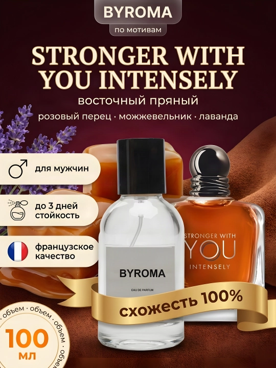 Парфюм мужской по мотивам Stronger With You Intensely, стойкие духи, 100 мл - 