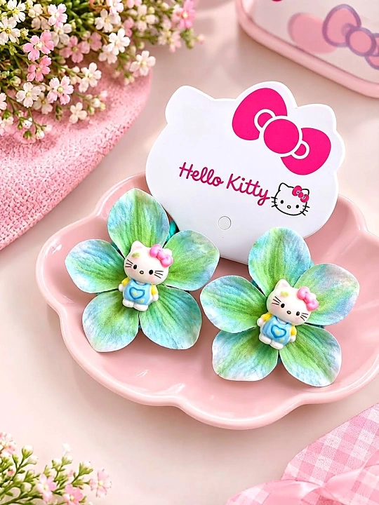 Набор детских резинок для волос, для девочек, 4 цвета, 1 пара, Hello Kitty цветок - 
