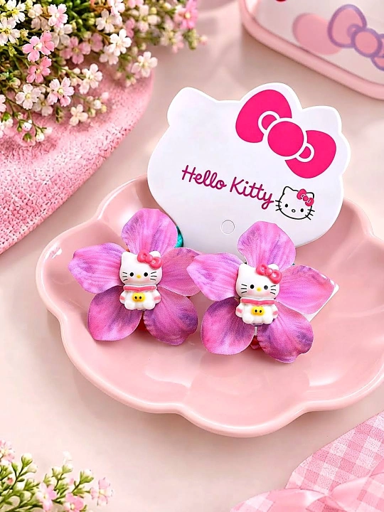 Набор детских резинок для волос, для девочек, 4 цвета, 1 пара, Hello Kitty цветок - 