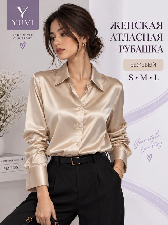 Женская атласная рубашка - 
