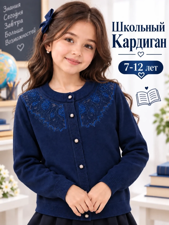 Тёплый джемпер для девочек, размер 7–12 лет, кофта на пуговицах, школьный кардиган, тёплая