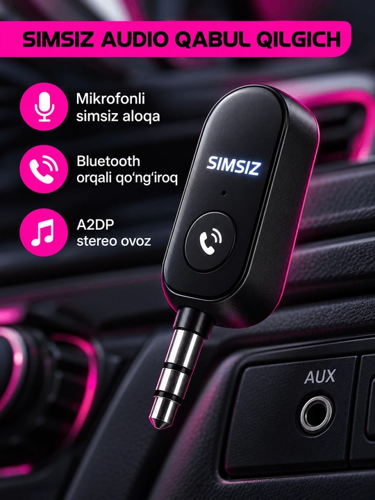 Bluetooth aux audio adapteri, 3.5 mm